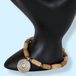 (2/$20) Wood & Bone Beaded Stretch Bracelet